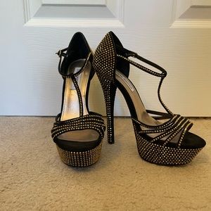 Gold Crystal Studded Steve Madden Heels
